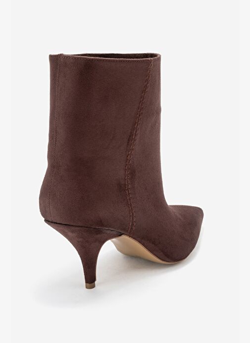 NUVIA Kahverengi Süet Sivri Burunlu Kadın Topuklu Bot - Görsel 6