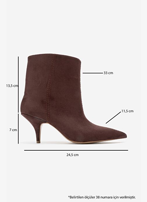NUVIA Kahverengi Süet Sivri Burunlu Kadın Topuklu Bot - Görsel 7