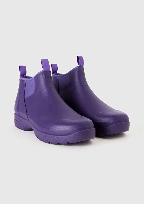 Unisex Mor Suni Deri Yarım Bot - Görsel 4