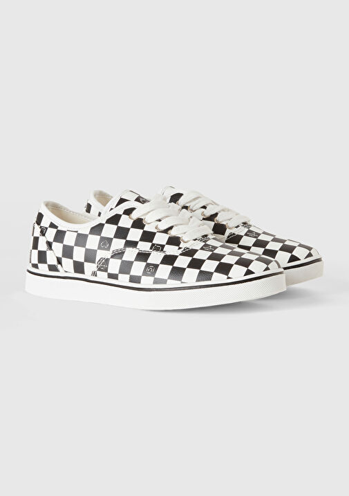 United Colors Of Benetton United Colors Of Benetton Kız Çocuk Siyah Damalı Sneaker | Boyner Siyah - 4. görsel