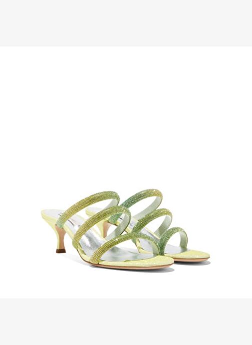 Sarı Taşlı Degrade Bant Topuklu Terlik - Görsel 2