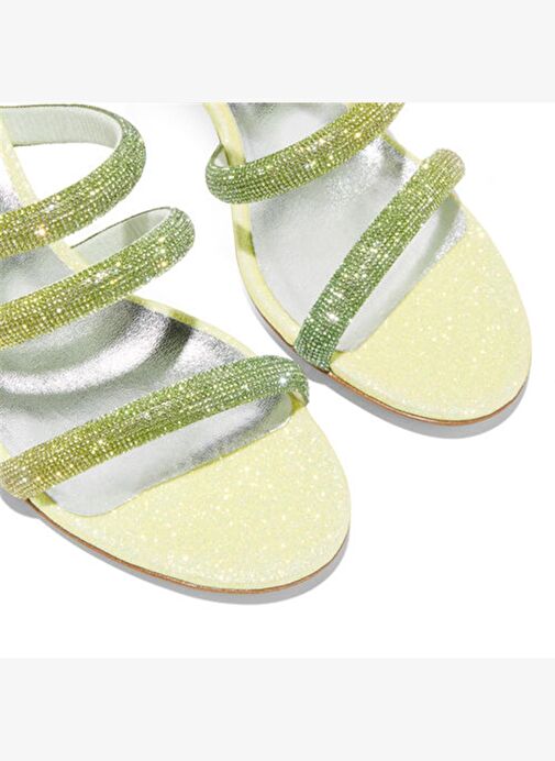 Sarı Taşlı Degrade Bant Topuklu Terlik - Görsel 3