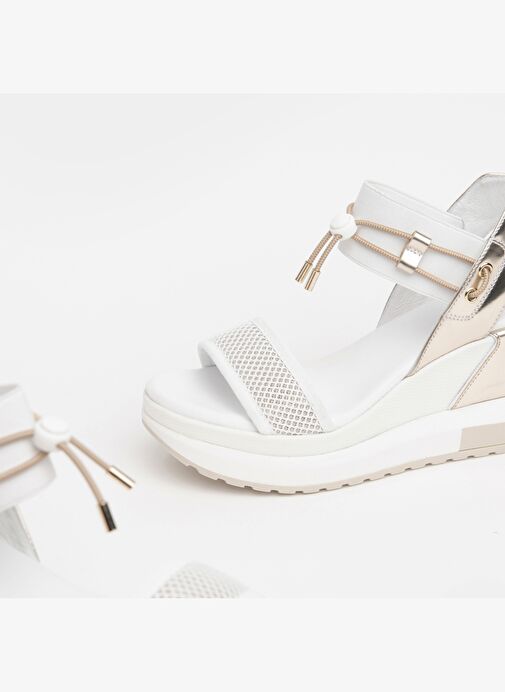 Kadın Sandalet E219045D NeroGiardini T.AT1610 BIANCO 145 T.BRILL PLATINO 6074 ELASTICO BIANCO TI - Görsel 4