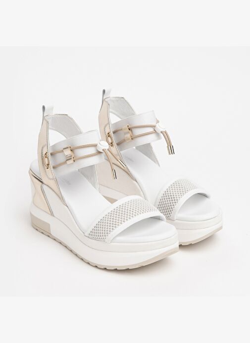 Kadın Sandalet E219045D NeroGiardini T.AT1610 BIANCO 145 T.BRILL PLATINO 6074 ELASTICO BIANCO TI - Görsel 3