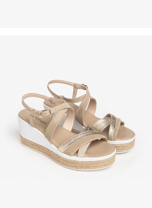 Kadın Sandalet E307710D NeroGiardini ROCK FLAT VELOUR SABBIA PU.MONOD.ARZANA P169 415-Platino - Görsel 3