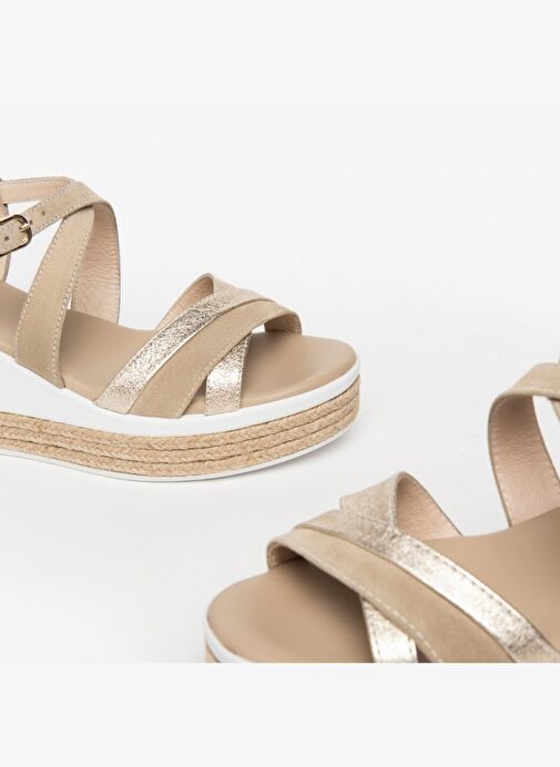 Kadın Sandalet E307710D NeroGiardini ROCK FLAT VELOUR SABBIA PU.MONOD.ARZANA P169 415-Platino - Görsel 4