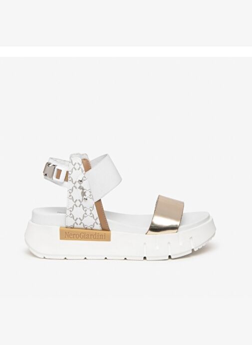 Kadın Sandalet E307841D NeroGiardini T.BRILL 6074 NAPPA PANDORA CORDA T.GIOVE BIANCO LOI 415-Platino - Görsel 2
