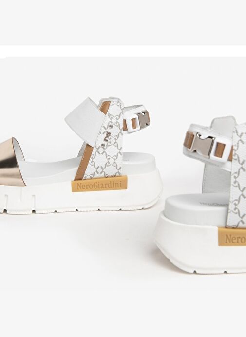 Kadın Sandalet E307841D NeroGiardini T.BRILL 6074 NAPPA PANDORA CORDA T.GIOVE BIANCO LOI 415-Platino - Görsel 5