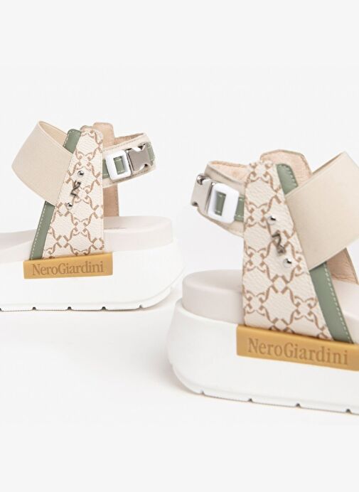 Kadın Sandalet E307841D NeroGiardini VERNICE 1039 NAPPA PANDORA SALVIA T.GIOVE BEIGE VELVET 711-Latt - Görsel 5