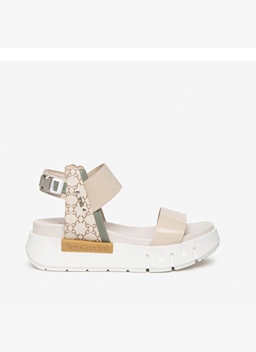 Kadın Sandalet E307841D NeroGiardini VERNICE 1039 NAPPA PANDORA SALVIA T.GIOVE BEIGE VELVET 711-Latt - Görsel 2
