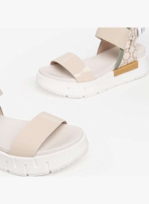 Kadın Sandalet E307841D NeroGiardini VERNICE 1039 NAPPA PANDORA SALVIA T.GIOVE BEIGE VELVET 711-Latt - Görsel 4