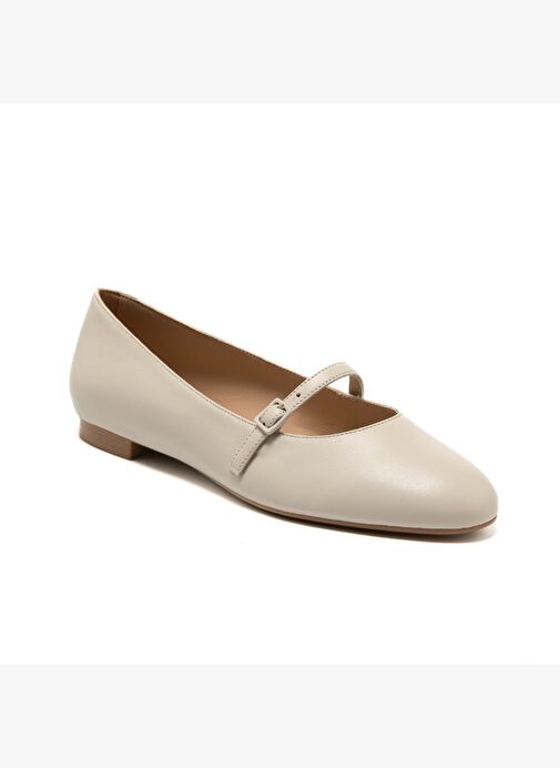Kadın Babet 70P5 Frau Leather Ballet Flats With Strap - Görsel 3