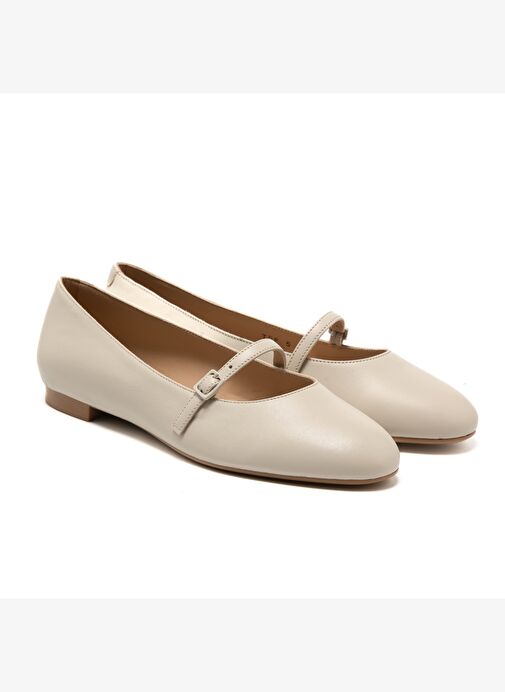 Kadın Babet 70P5 Frau Leather Ballet Flats With Strap - Görsel 4