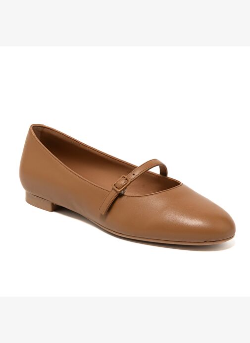 Kadın Babet 70P5 Frau Leather Ballet Flats With Strap - Görsel 3