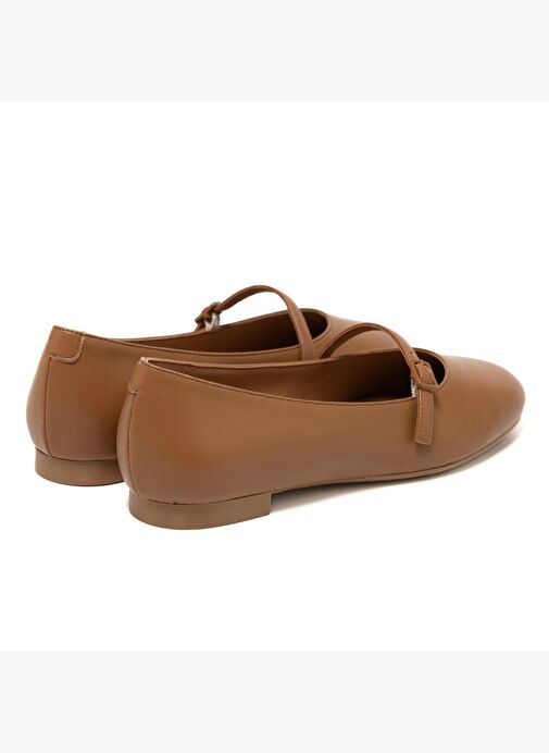 Kadın Babet 70P5 Frau Leather Ballet Flats With Strap - Görsel 5