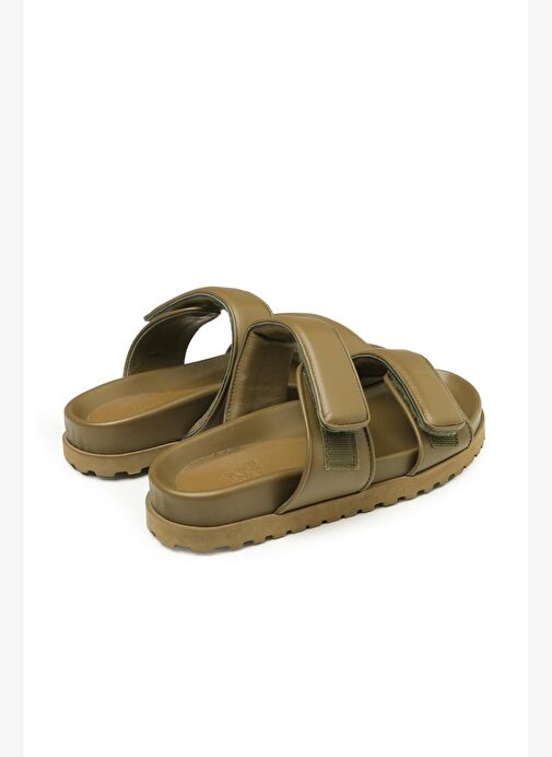 Kahverengi Çift Bantlı Kadın Terlik - Görsel 3