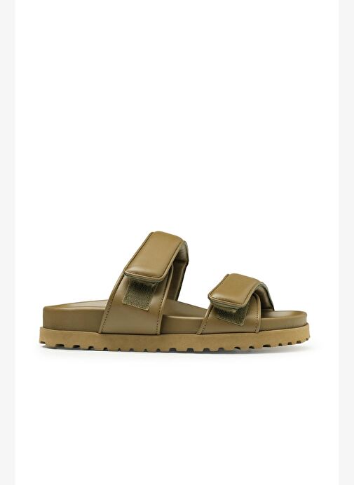 Kahverengi Çift Bantlı Kadın Terlik - Görsel 2