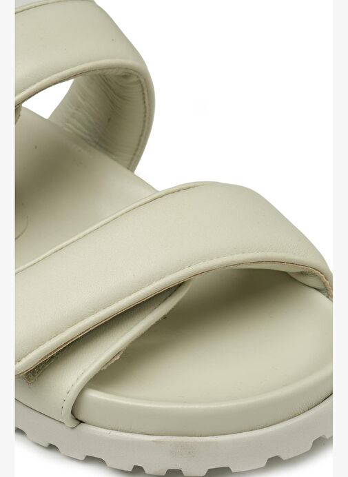 Krem Çift Bantlı Kadın Terlik - Görsel 3