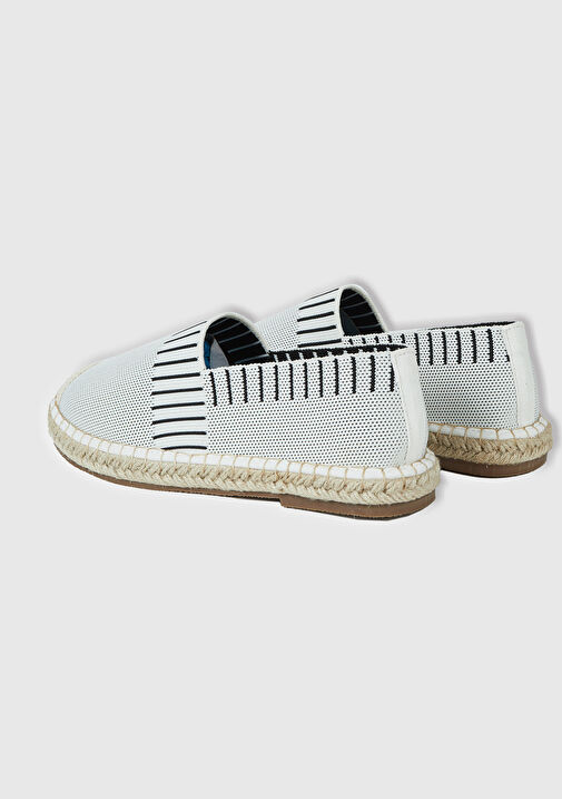 Kadın Krem Kenarları Çizgi Detaylı Espadril Ayakkabı - Görsel 3