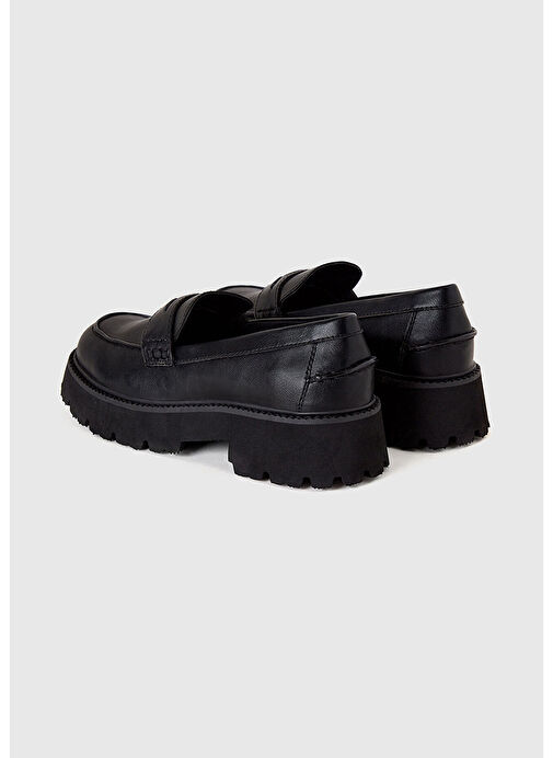 Kadın Siyah Suni Deri Makosen - Görsel 3