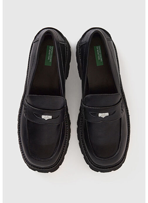 Kadın Siyah Suni Deri Makosen - Görsel 5