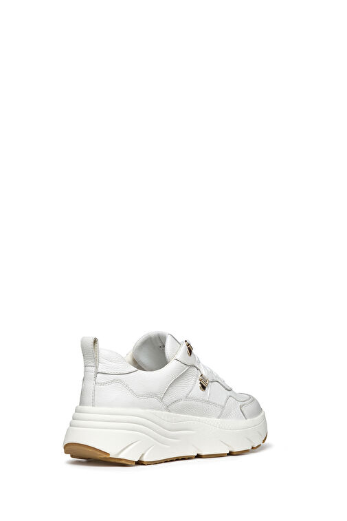 Geox Kadın Beyaz Diamantha Bağcıklı Kalın Tabanlı Deri Sneaker D36UFE00046C1000 - Görsel 3
