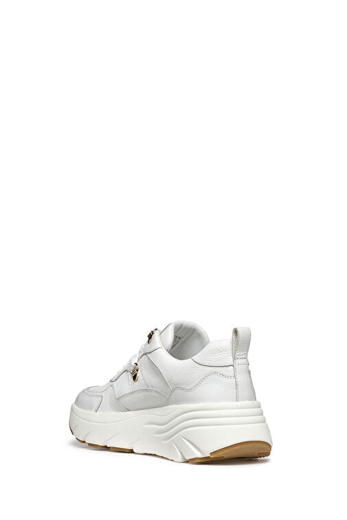 Geox Kadın Beyaz Diamantha Bağcıklı Kalın Tabanlı Deri Sneaker D36UFE00046C1000 - Görsel 5
