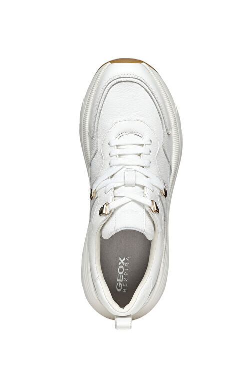 Geox Kadın Beyaz Diamantha Bağcıklı Kalın Tabanlı Deri Sneaker D36UFE00046C1000 - Görsel 6