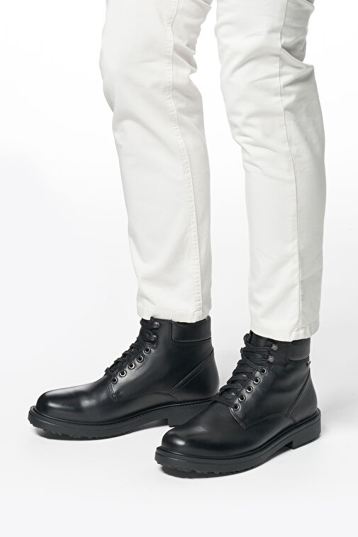 Geox Erkek Siyah Lagorai + Grip Abx Bağcıklı Waterproof Deri Casual Bot U46HQA00043C9999 - Görsel 5