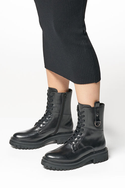 Geox Kadın Siyah Iridea Bağcıklı Deri Postal Bot D46HRB00043C9999 - Görsel 5