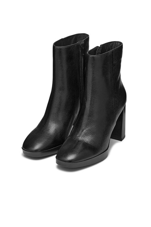 Geox Kadın Siyah Teulada Fermuarlı Kalın Topuklu Deri Bot D36VLC000TCC9999 - Görsel 4