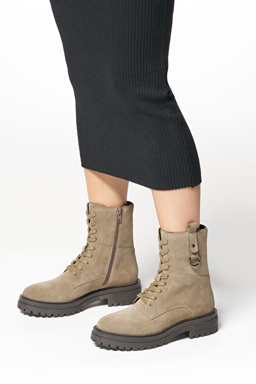 Geox Kadın Vizon Taupe Bağcıklı Süet Deri Postal Bot D46HRB00022C6029 - Görsel 5