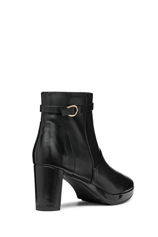 Geox Kadın Siyah D Walk Pleasure Fermuarlı Kalın Topuklu Deri Bot D46TEA00043C9999 - Görsel 3