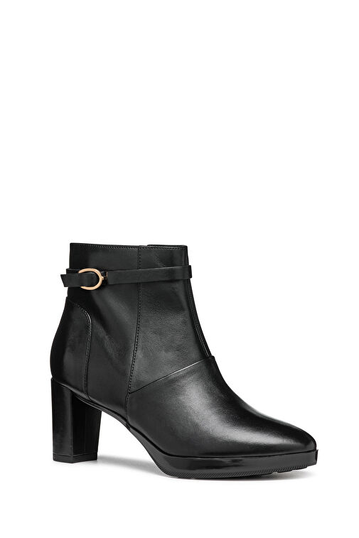 Geox Kadın Siyah D Walk Pleasure Fermuarlı Kalın Topuklu Deri Bot D46TEA00043C9999 - Görsel 4