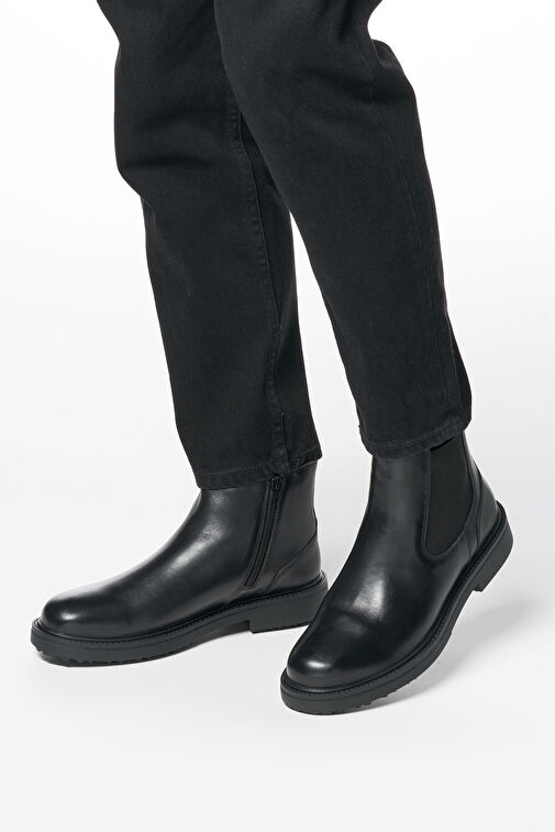 Geox Erkek Siyah Lagorai + Grip Abx Fermuarlı Waterproof Deri Casual Bot U46HQB00043C9999 - Görsel 5