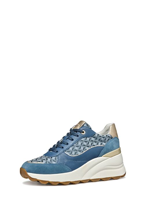 Geox Kadın Mavi D Spherica Ec13 A - Nap + Emb.Te Bağcıklı Dolgu Topuklu Sneaker D45WAA085DSC4005 - Görsel 3