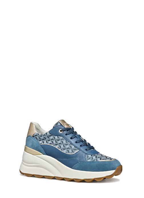 Geox Kadın Mavi D Spherica Ec13 A - Nap + Emb.Te Bağcıklı Dolgu Topuklu Sneaker D45WAA085DSC4005 - Görsel 4