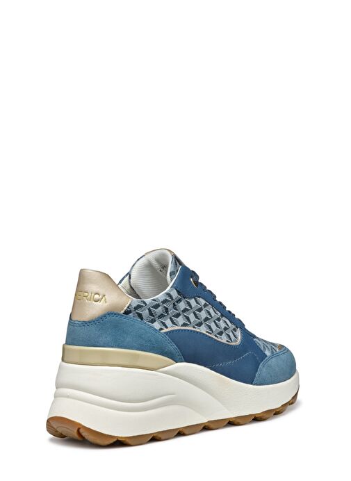 Geox Kadın Mavi D Spherica Ec13 A - Nap + Emb.Te Bağcıklı Dolgu Topuklu Sneaker D45WAA085DSC4005 - Görsel 6