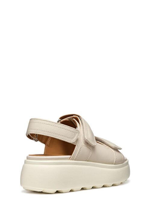 Geox Kadın Krem D Spherica Ec4.1 S A - Nappa Bantlı Deri Sandalet D55D4B00085C1122 - Görsel 5