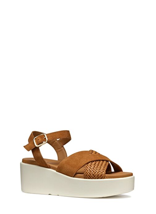 Geox Kadın Taba D Xand 2.2S A - Suede Bilekten Tokalı Dolgu Topuklu Deri Sandalet D55M1B00022C6001 - Görsel 4