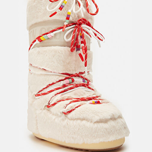 Kadın Bot (Kar) 80D1408990-L002 Moon Boot Icon Faux Fur Beads Cream - Görsel 4