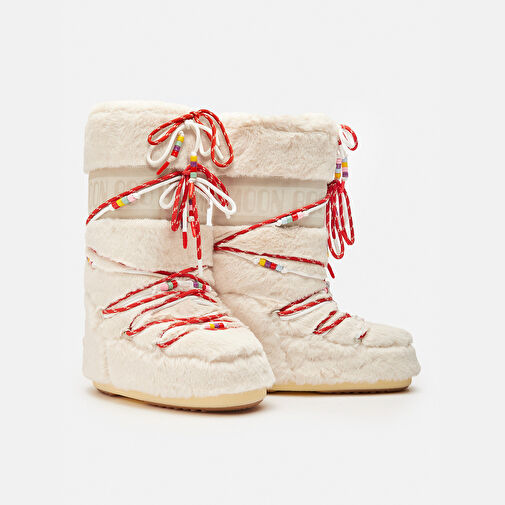 Kadın Bot (Kar) 80D1408990-L002 Moon Boot Icon Faux Fur Beads Cream - Görsel 5