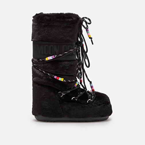 Kadın Bot (Kar) 80D1408990-N001 Moon Boot Icon Faux Fur Beads Black - Görsel 2