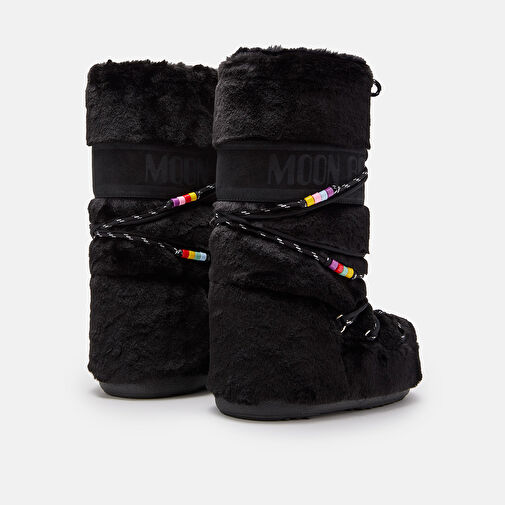 Kadın Bot (Kar) 80D1408990-N001 Moon Boot Icon Faux Fur Beads Black - Görsel 3