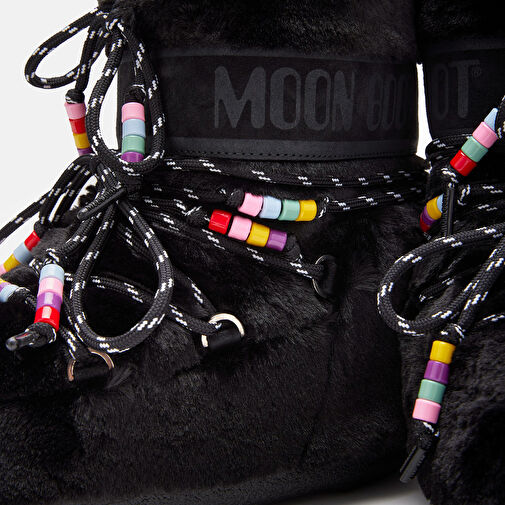 Kadın Bot (Kar) 80D1409470-N001 Moon Boot Icon Low Faux Fur Beads Black - Görsel 5