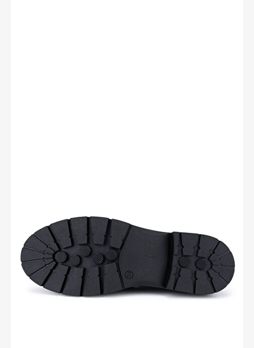 Tamer Tanca Kadın Deri & Tekstil Siyah Loafer Ayakkabı - Görsel 4