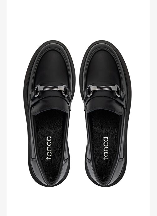 Tamer Tanca Kadın Hakiki Deri Siyah Loafer Ayakkabı - Görsel 6