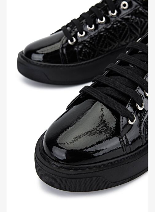 Tamer Tanca Kadın Suni Deri Siyah Rugan Sneakers & Spor Ayakkabı - Görsel 5