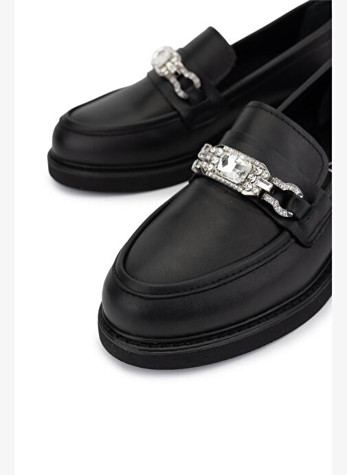 Tamer Tanca Kadın Hakiki Deri Siyah Loafer Ayakkabı - Görsel 4