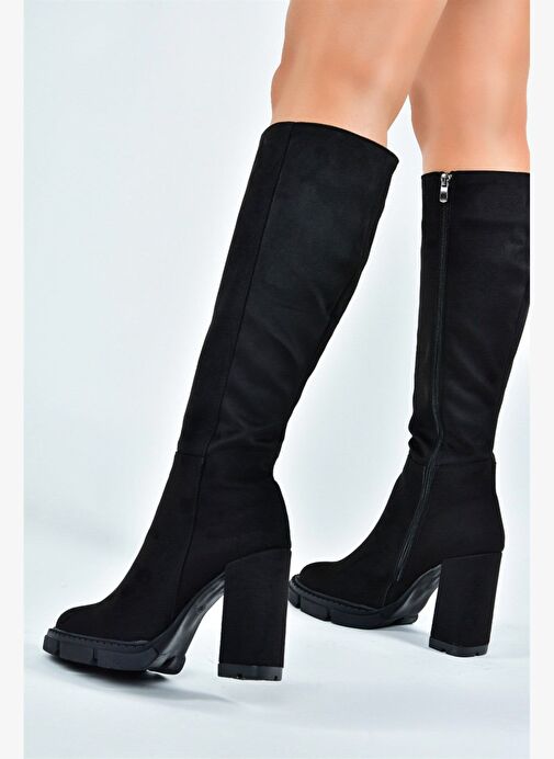 Siyah Süet Yüksek Topuklu Kadın Çizme L282770102 - Görsel 2